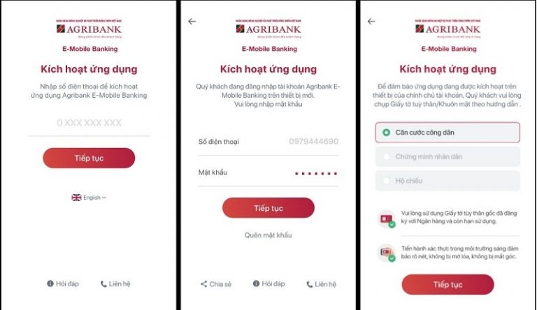 Đăng nhập vào ứng dụng e-mobile banking Agribank