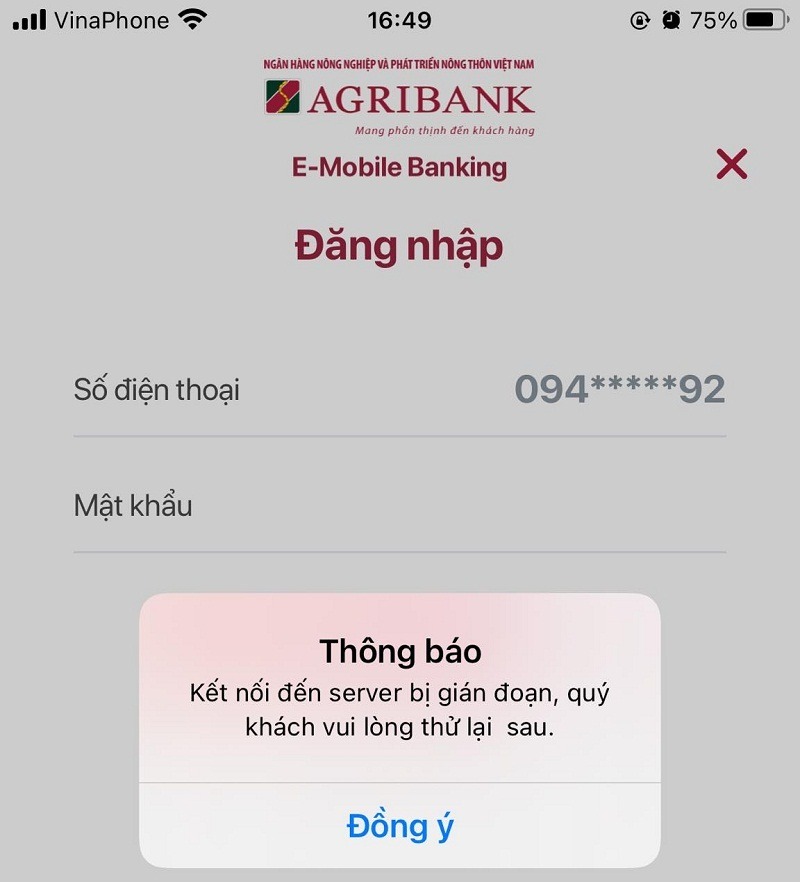 dich vu khong thuc hien duoc trong luc nay agribank