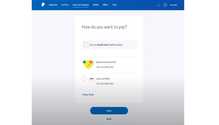 Nạp vào Paypal qua thẻ Mastercard