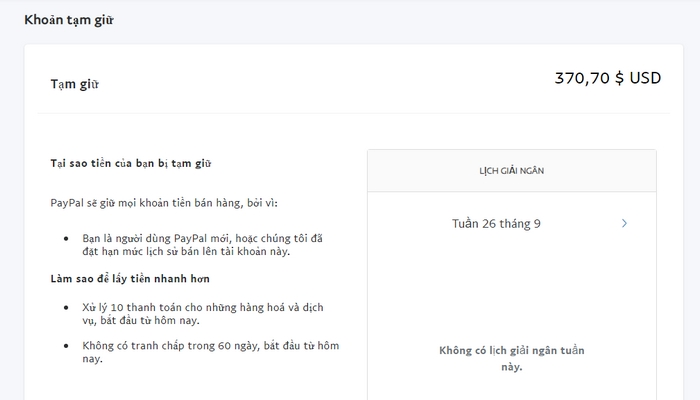Paypal giữ tiền bao lâu?