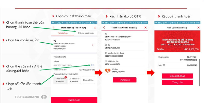 Cach rut tien khong can the Techcombank