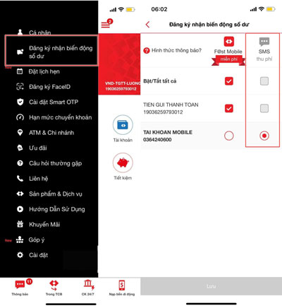 SMS Banking Techcombank