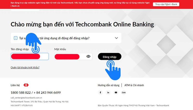 Tai khoan Internet Banking Techcombank bi khoa