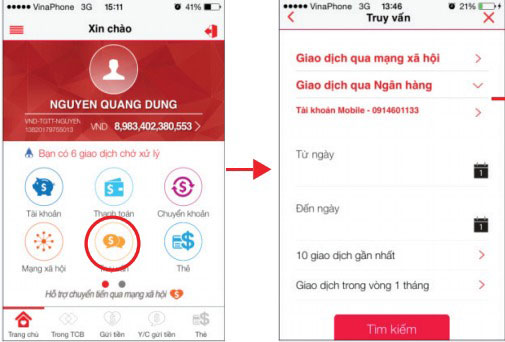 xoa danh sach nguoi thu huong Techcombank Mobile1