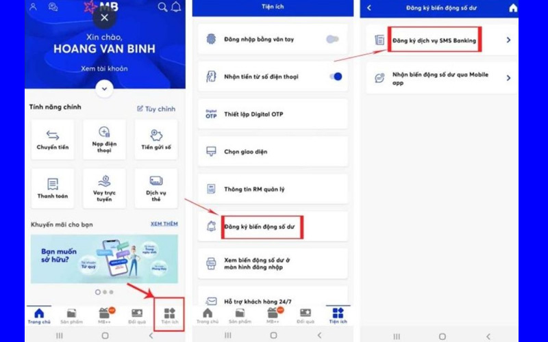 cach bat thong bao mb bank qua sms banking