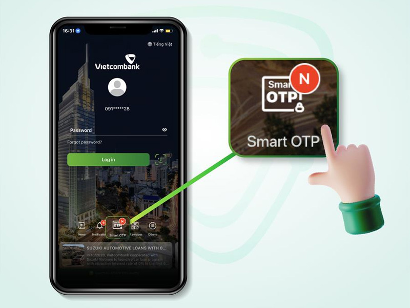 kich hoat Smart OTP Vietcombank