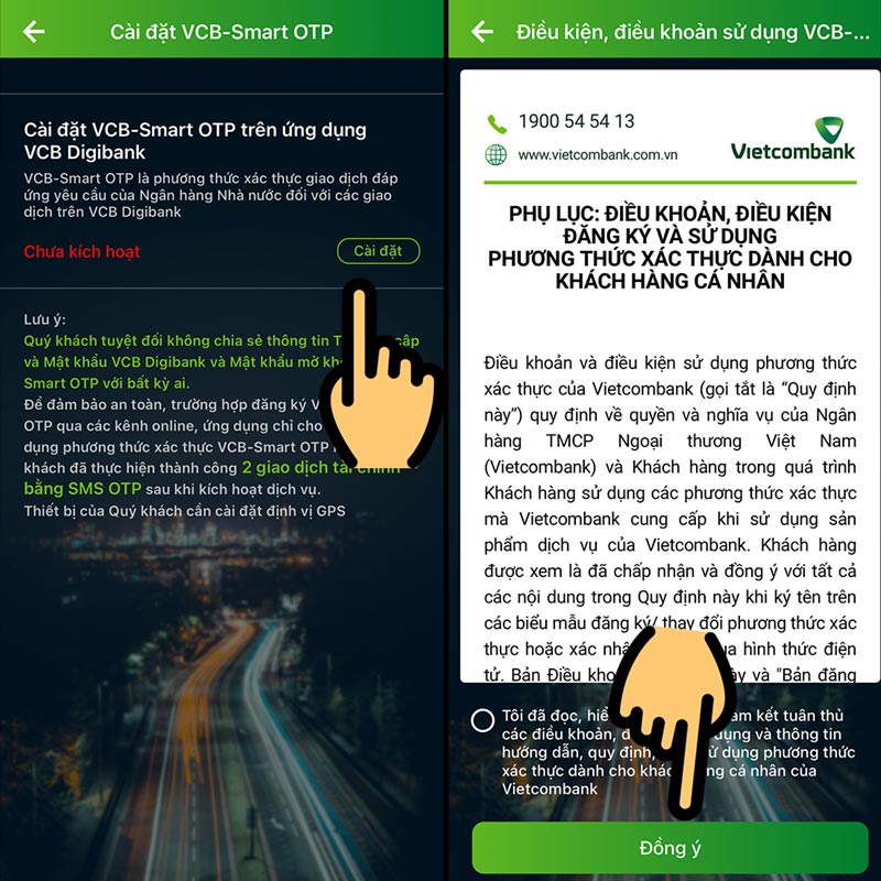 kich hoat nhanh smart otp vietcombank
