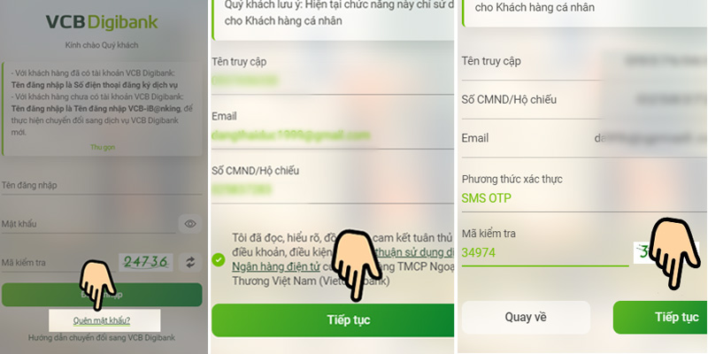 lay lai mat khau tai khoan vietcombank qua sms 1