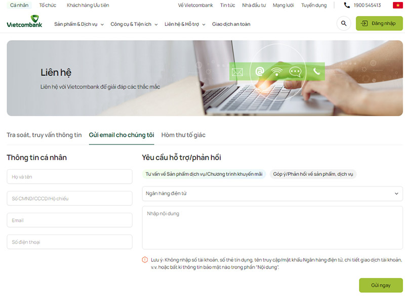 lien he hotline email vietcombank ho tro
